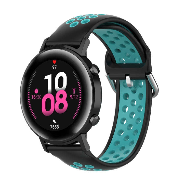 For Huawei Watch GT2 42MM 20mm Clasp Two Color Sport Watch Band(Black + Green)