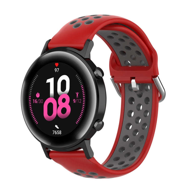 For Huawei Watch GT2 42MM 20mm Clasp Two Color Sport Watch Band(Red + Grey)
