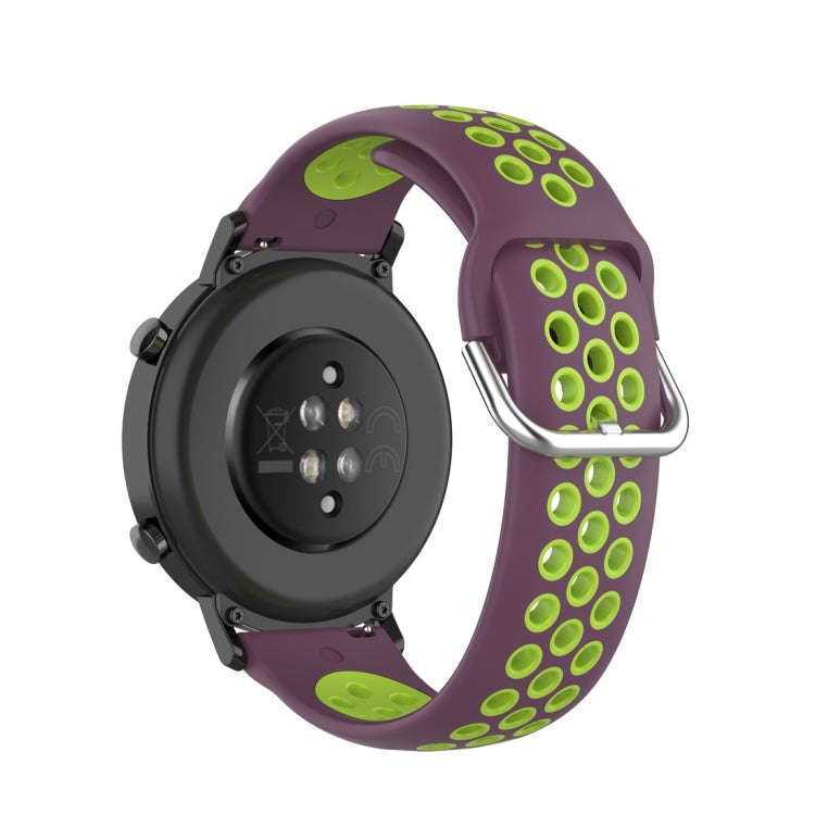 For Huawei Watch GT2 42MM 20mm Clasp Two Color Sport Watch Band(Purple + Green)