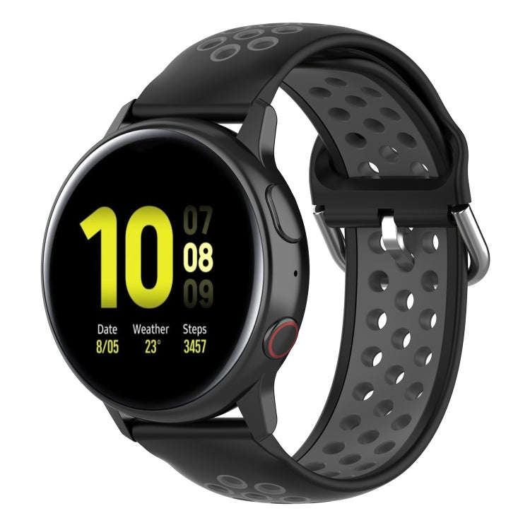 For Galaxy Watch Active2 / Active 20mm Clasp Two Color Sport Watch Band(Black + Grey)