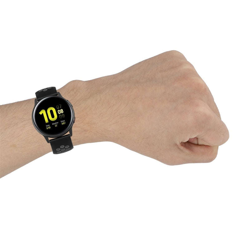 For Galaxy Watch Active2 / Active 20mm Clasp Two Color Sport Watch Band(Black + Green)