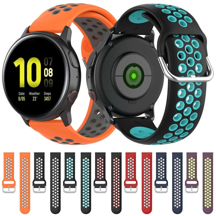 For Galaxy Watch Active2 / Active 20mm Clasp Two Color Sport Watch Band(Black + Green)