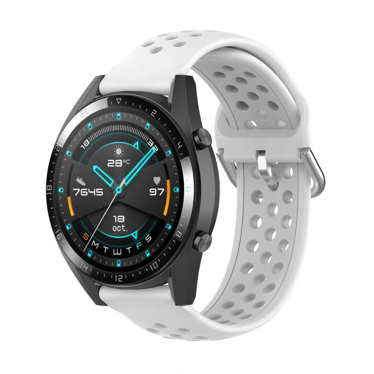 For Huawei Watch GT 46mm / 42mm / GT2 46mm 22mm Clasp Solid Color Sport Watch Band(White)
