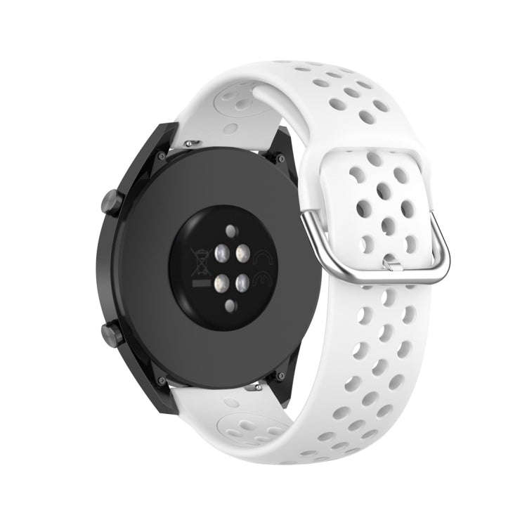 For Huawei Watch GT 46mm / 42mm / GT2 46mm 22mm Clasp Solid Color Sport Watch Band(White)