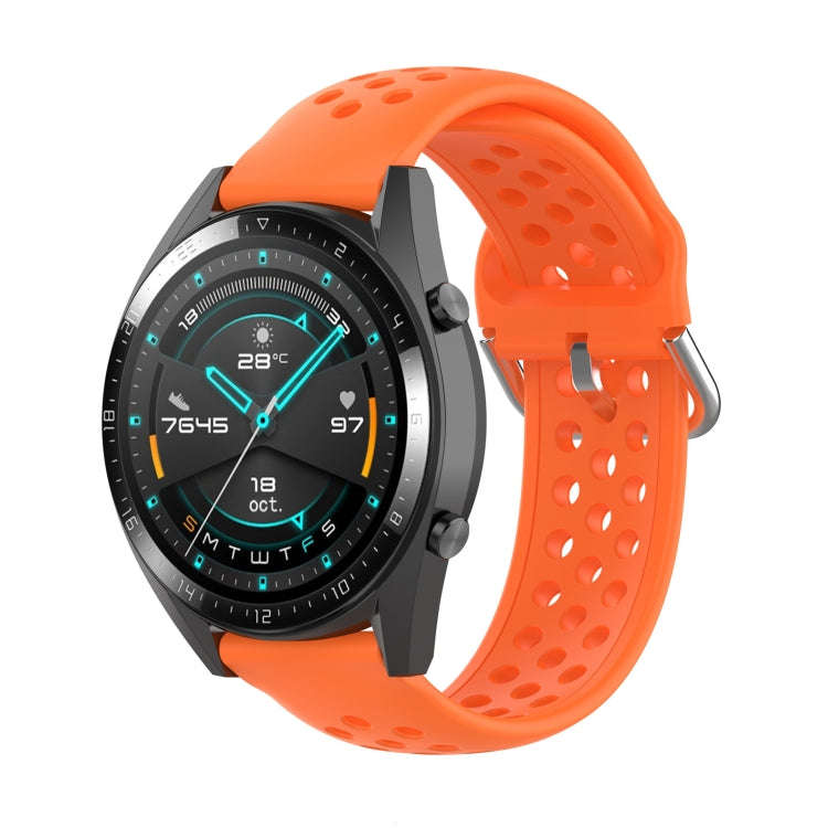For Huawei Watch GT 46mm / 42mm / GT2 46mm 22mm Clasp Solid Color Sport Watch Band(Orange)