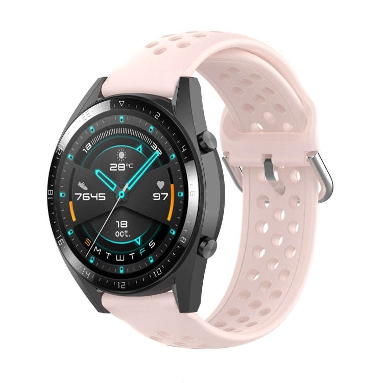 For Huawei Watch GT 46mm / 42mm / GT2 46mm 22mm Clasp Solid Color Sport Watch Band(Pink)