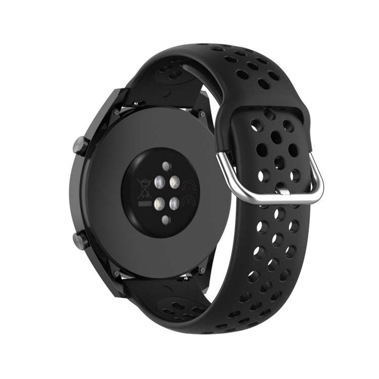 For Huawei Watch GT 46mm / 42mm / GT2 46mm 22mm Clasp Solid Color Sport Watch Band(Black)