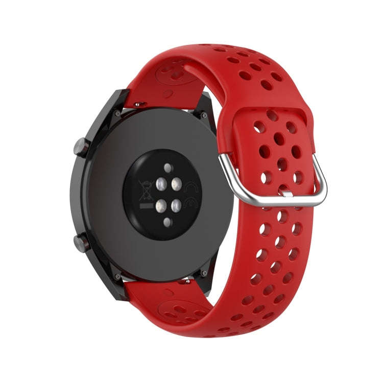 For Huawei Watch GT 46mm / 42mm / GT2 46mm 22mm Clasp Solid Color Sport Watch Band(Red)