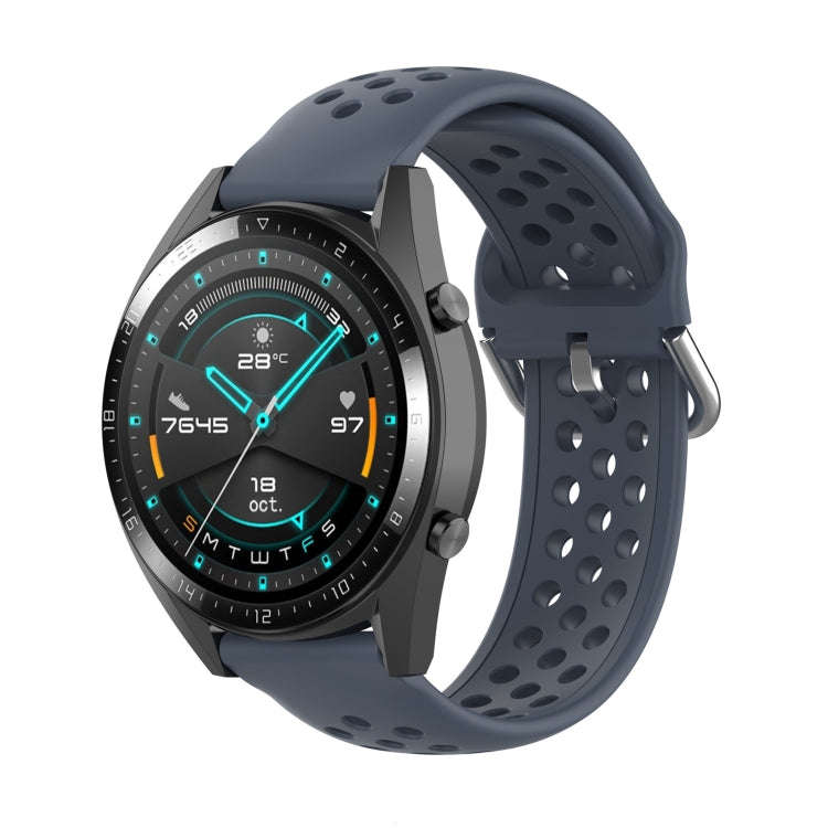 For Huawei Watch GT 46mm / 42mm / GT2 46mm 22mm Clasp Solid Color Sport Watch Band(Grey)