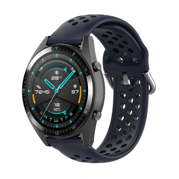 For Huawei Watch GT 46mm / 42mm / GT2 46mm 22mm Clasp Solid Color Sport Watch Band(Dark Blue)