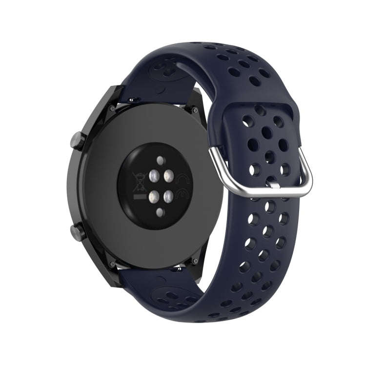 For Huawei Watch GT 46mm / 42mm / GT2 46mm 22mm Clasp Solid Color Sport Watch Band(Dark Blue)