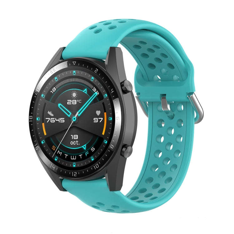 For Huawei Watch GT 46mm / 42mm / GT2 46mm 22mm Clasp Solid Color Sport Watch Band(Mint Green)