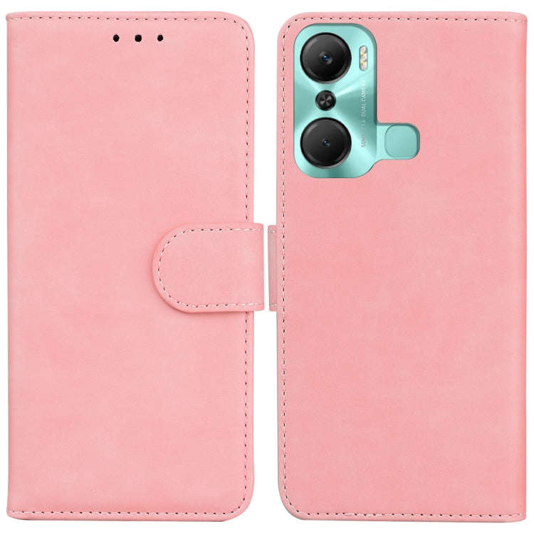 For Infinix Hot 12 Pro Skin Feel Pure Color Flip Leather Phone Case(Pink)