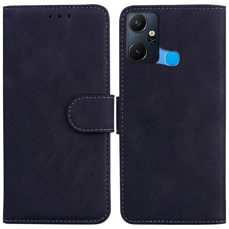 For Infinix Smart 6 Plus Skin Feel Pure Color Flip Leather Phone Case(Black)