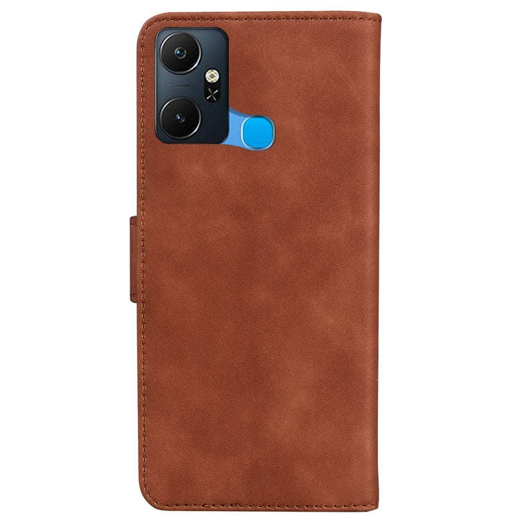 For Infinix Smart 6 Plus Skin Feel Pure Color Flip Leather Phone Case(Brown)