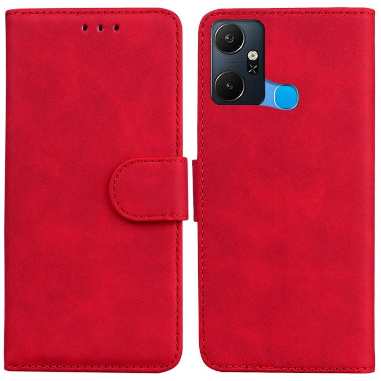 For Infinix Smart 6 Plus Skin Feel Pure Color Flip Leather Phone Case(Red)