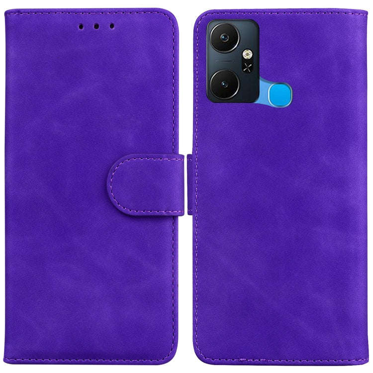For Infinix Smart 6 Plus Skin Feel Pure Color Flip Leather Phone Case(Purple)