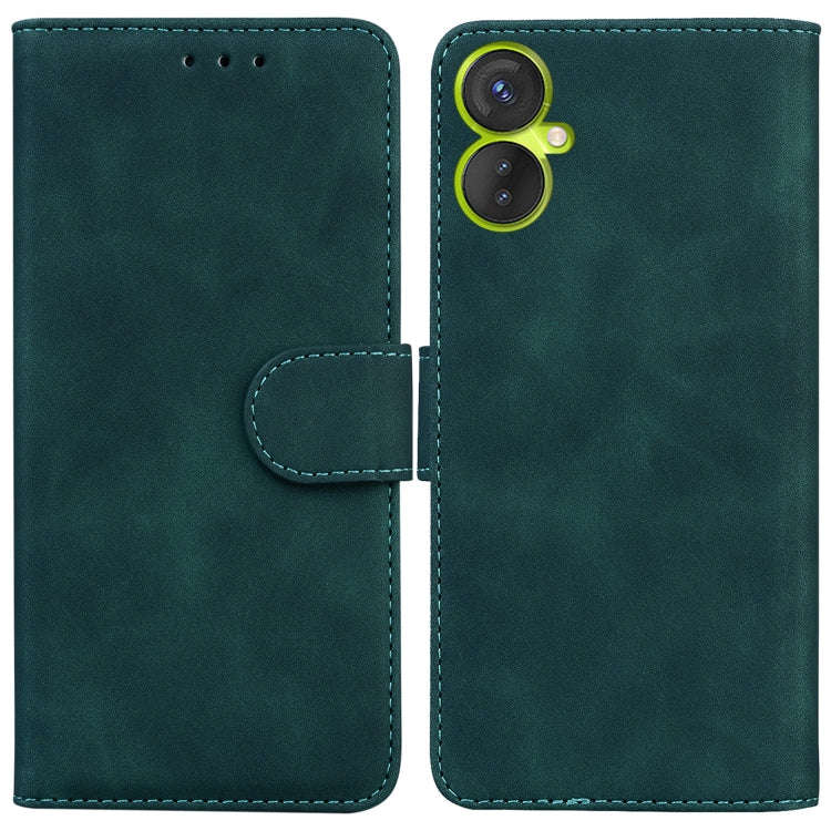 For Tecno Camon 19 Neo Skin Feel Pure Color Flip Leather Phone Case(Green)
