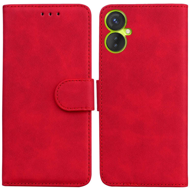 For Tecno Camon 19 Neo Skin Feel Pure Color Flip Leather Phone Case(Red)