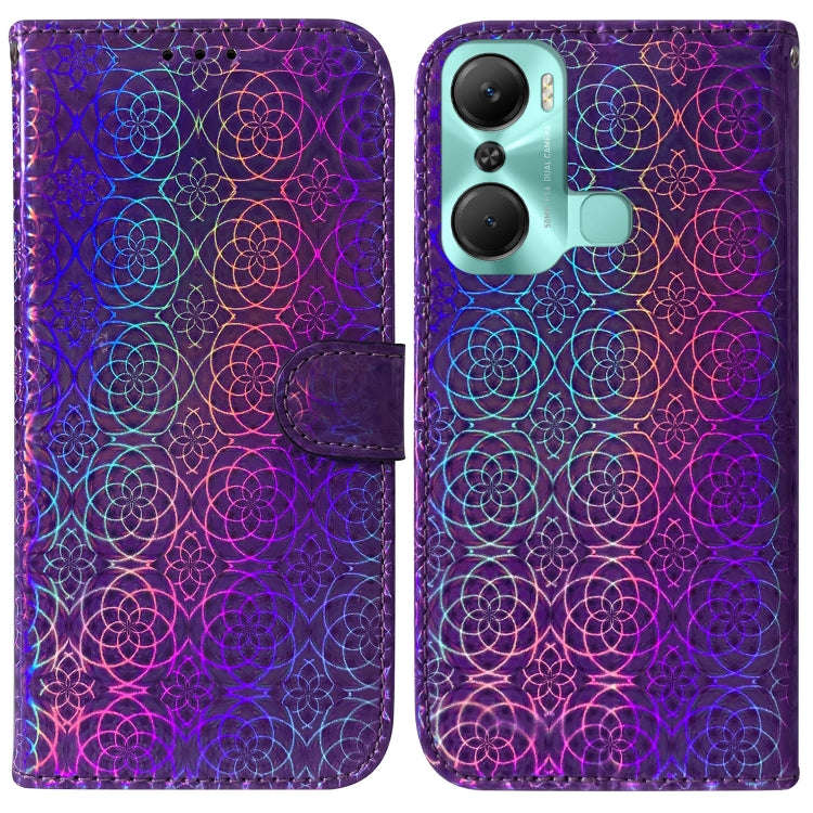 For Infinix Hot 12 Pro Colorful Magnetic Buckle Leather Phone Case(Purple)