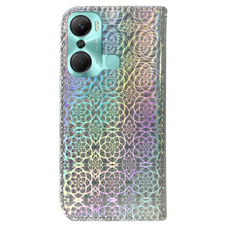 For Infinix Hot 12 Pro Colorful Magnetic Buckle Leather Phone Case(Silver)