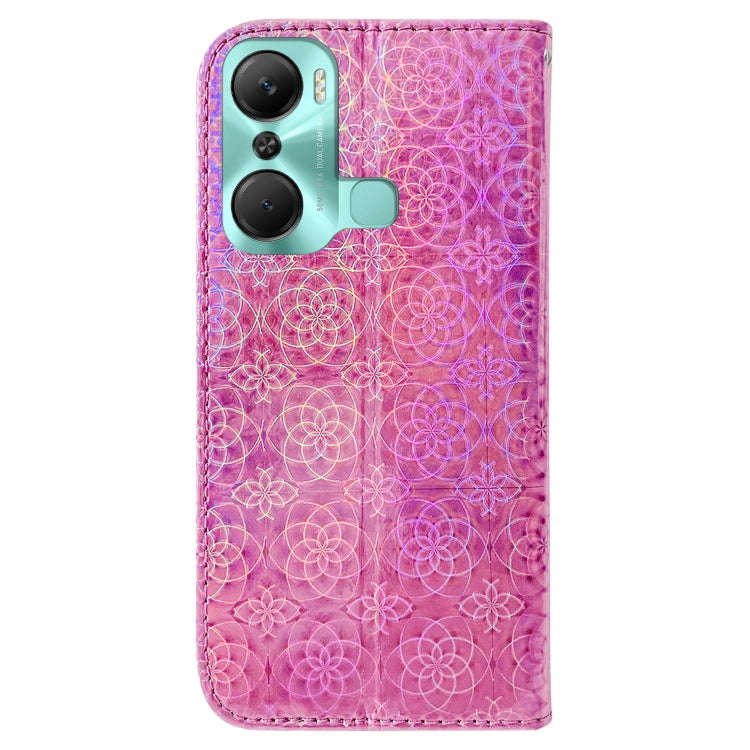 For Infinix Hot 12 Pro Colorful Magnetic Buckle Leather Phone Case(Pink)