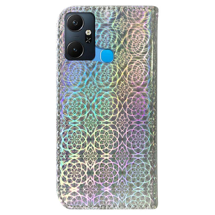 For Infinix Smart 6 Plus Colorful Magnetic Buckle Leather Phone Case(Silver)