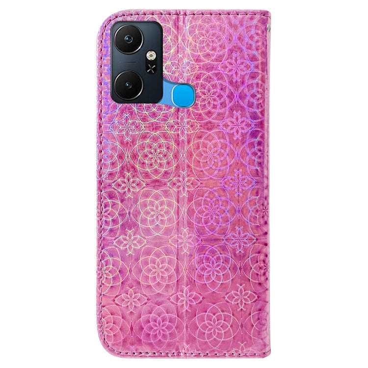 For Infinix Smart 6 Plus Colorful Magnetic Buckle Leather Phone Case(Pink)