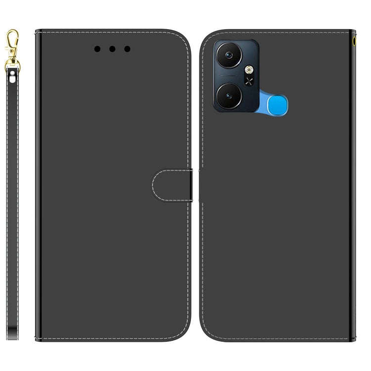 For Infinix Smart 6 Plus Imitated Mirror Surface Leather Phone Case(Black)