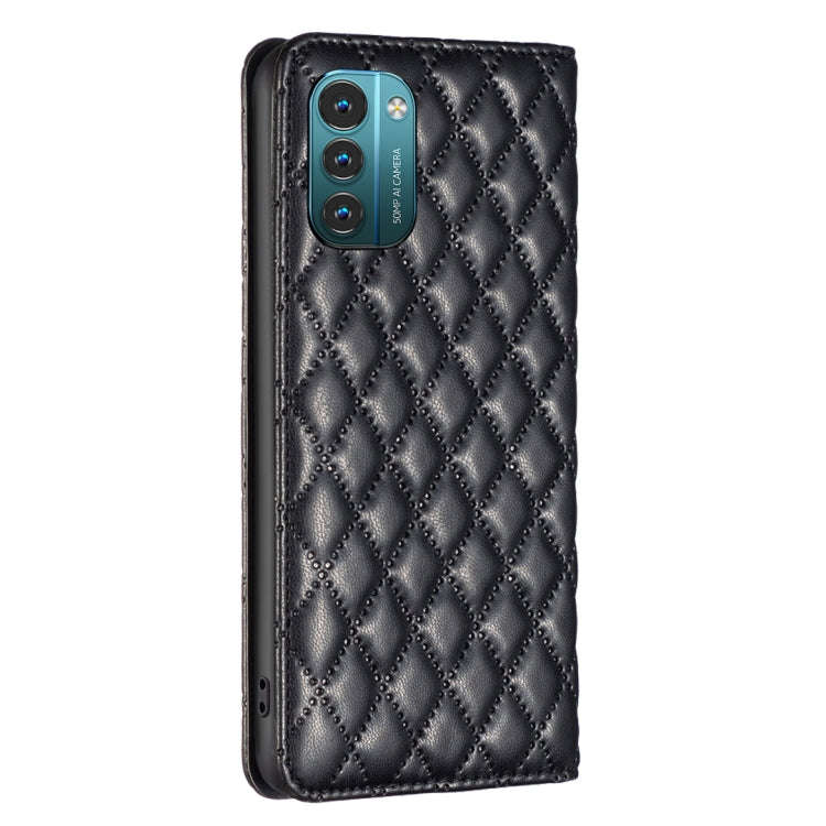 For Nokia G11 / G21 Diamond Lattice Magnetic Leather Flip Phone Case(Black)
