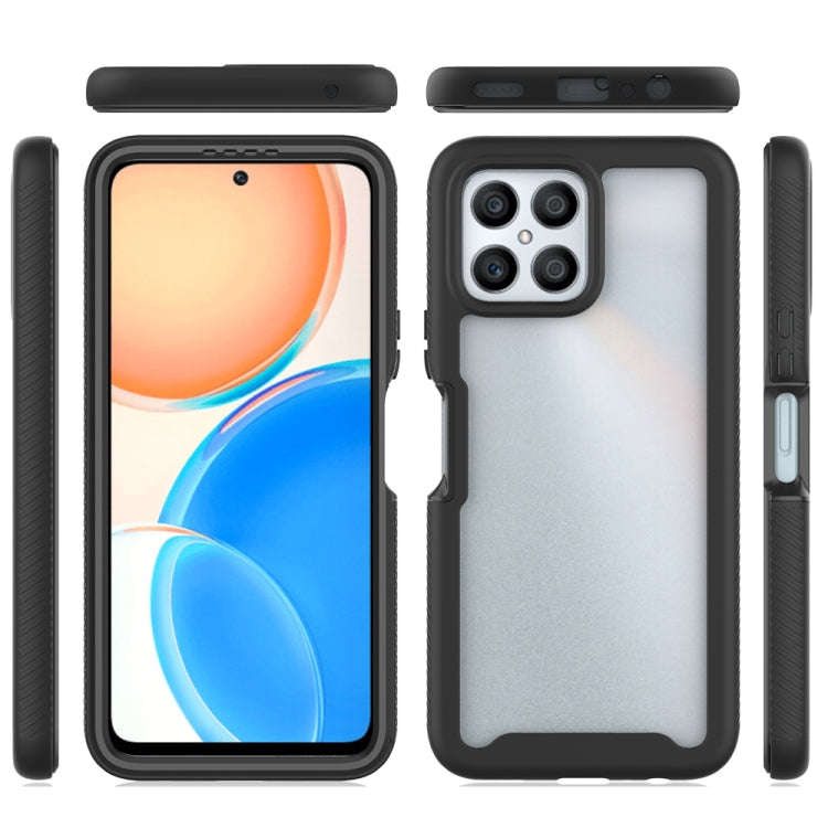 For Honor X8 4G Starry Sky Solid Color Shockproof TPU Clear PC Phone Case(Black)