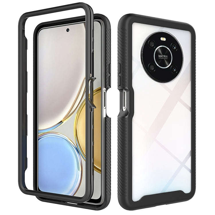 For Honor X9 4G / 5G / Magic 4 Lite Starry Sky Solid Color Shockproof TPU Clear PC Phone Case(Black)