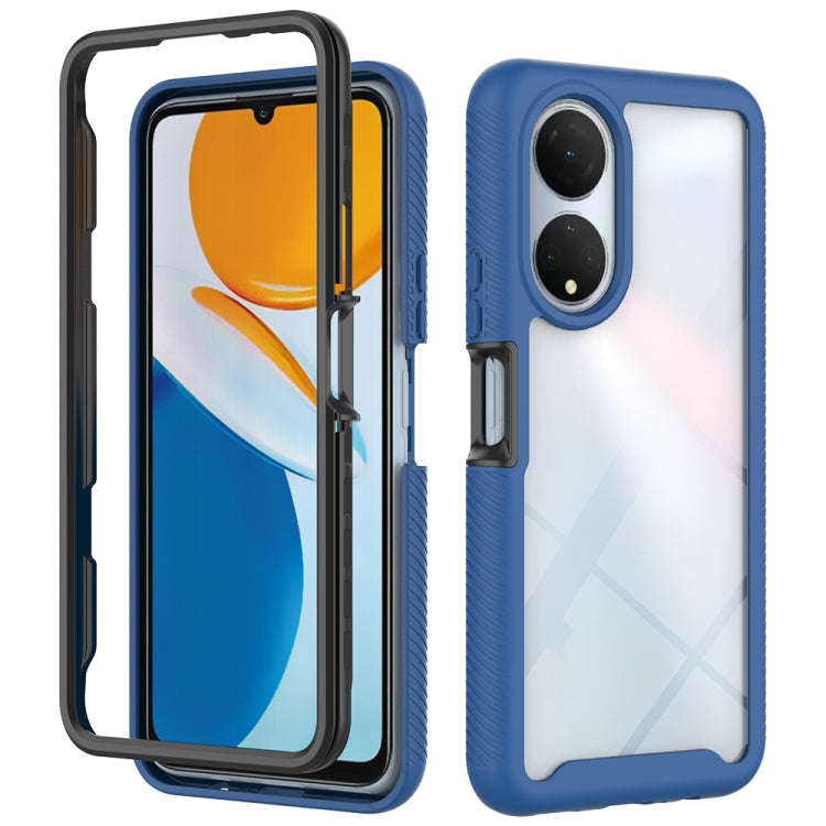 For Honor X7 Starry Sky Solid Color Shockproof TPU Clear PC Phone Case(Dark Blue)