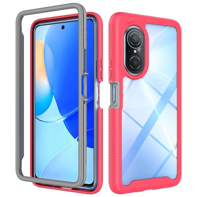 For Huawei Nova 9 SE Starry Sky Solid Color Shockproof TPU Clear PC Phone Case(Frosted Pink)