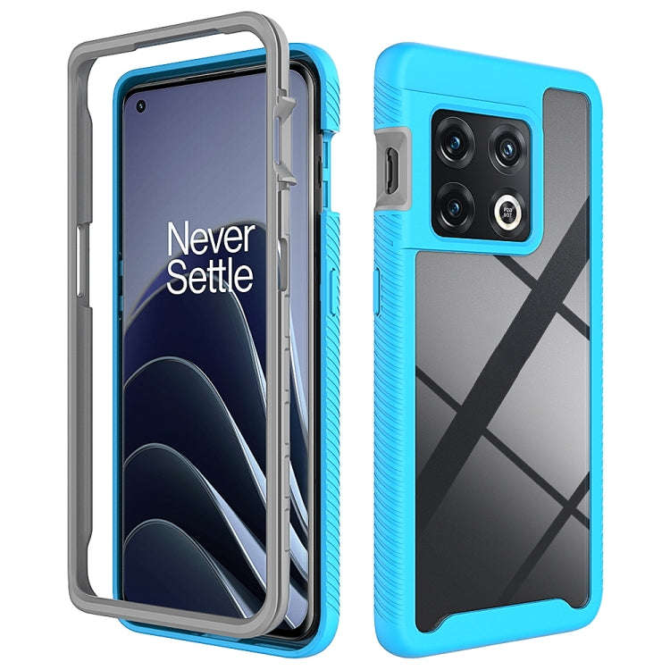 For OnePlus 10 Pro Starry Sky Solid Color Shockproof TPU Clear PC Phone Case(Sky Blue)