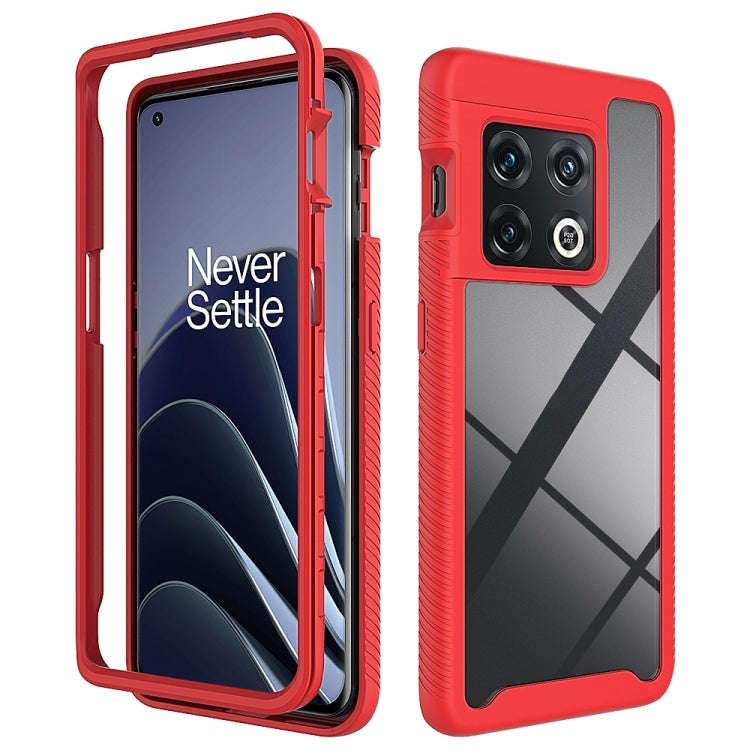 For OnePlus 10 Pro Starry Sky Solid Color Shockproof TPU Clear PC Phone Case(Red)