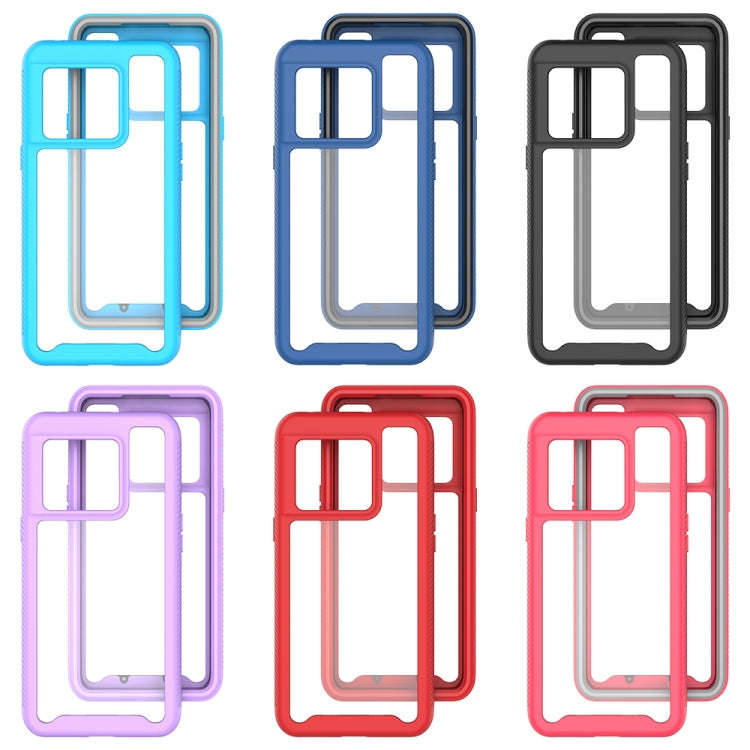 For OnePlus 10T Starry Sky Solid Color Shockproof TPU Clear PC Phone Case(Black)