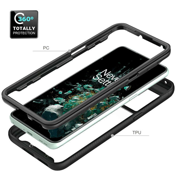 For OnePlus 10T Starry Sky Solid Color Shockproof TPU Clear PC Phone Case(Black)