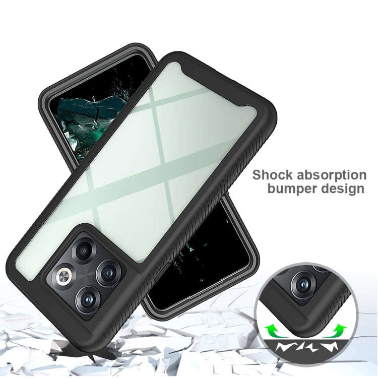 For OnePlus 10T Starry Sky Solid Color Shockproof TPU Clear PC Phone Case(Black)
