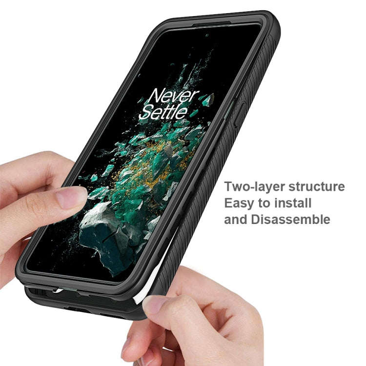 For OnePlus 10T Starry Sky Solid Color Shockproof TPU Clear PC Phone Case(Black)