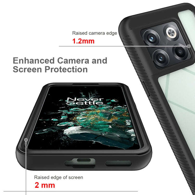 For OnePlus 10T Starry Sky Solid Color Shockproof TPU Clear PC Phone Case(Black)