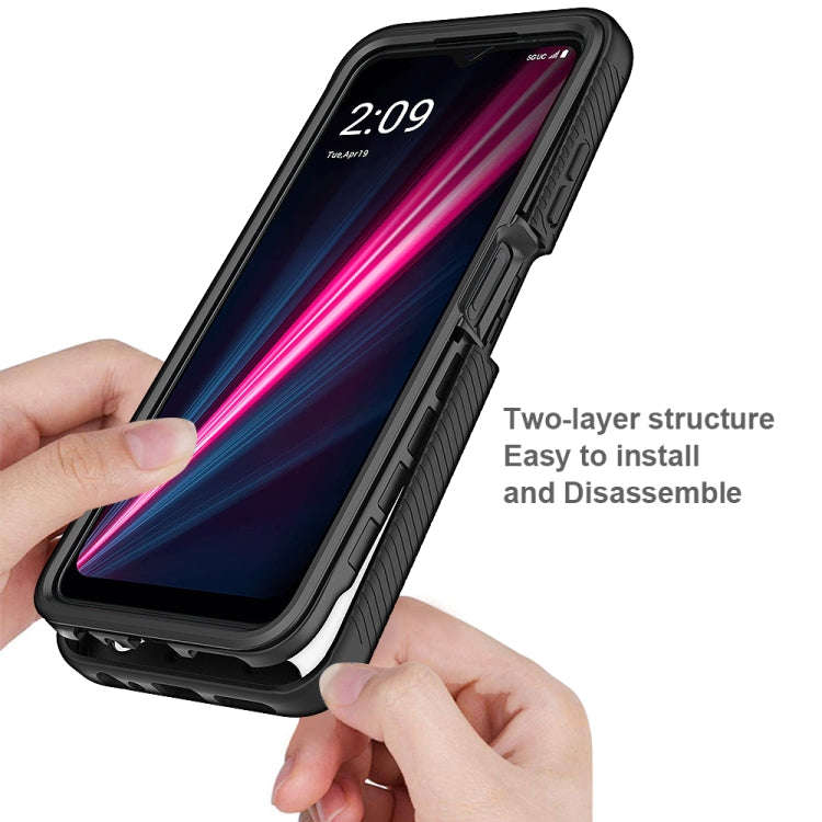 For T-Moblie Revvl 6 Pro 5G Starry Sky Solid Color Shockproof TPU Clear PC Phone Case(Dark Blue)