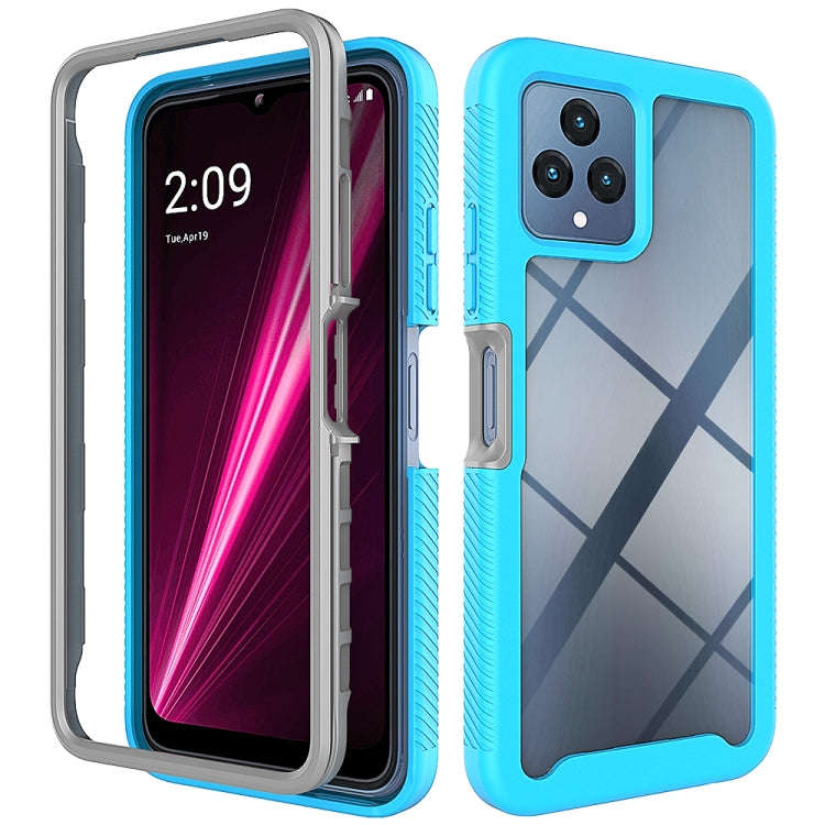 For T-Moblie Revvl 6 5G Starry Sky Solid Color Shockproof TPU Clear PC Phone Case(Sky Blue)