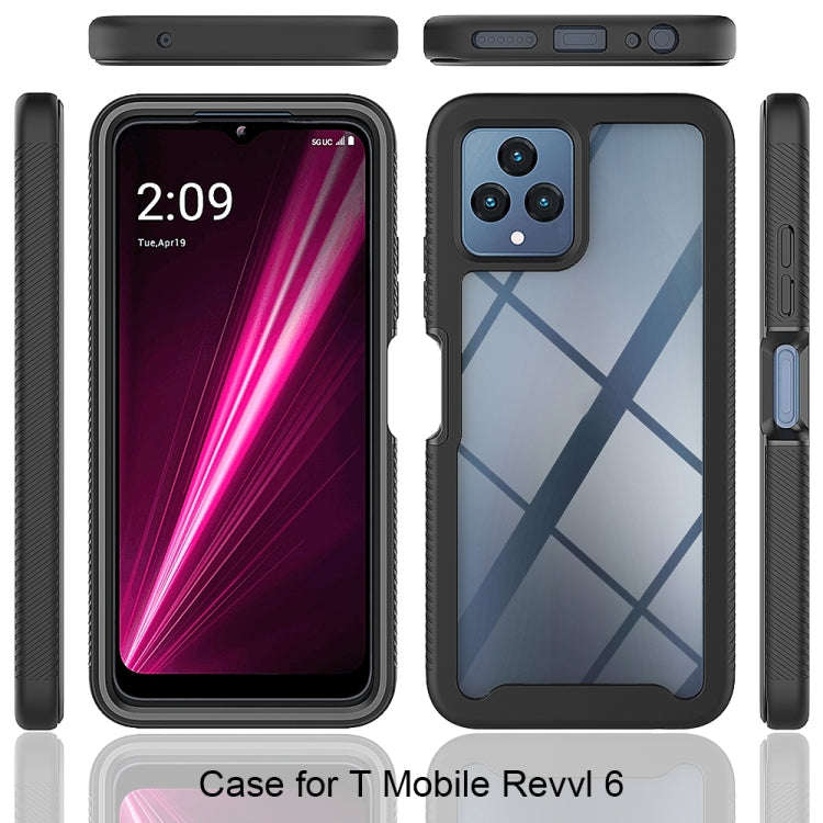 For T-Moblie Revvl 6 5G Starry Sky Solid Color Shockproof TPU Clear PC Phone Case(Black)