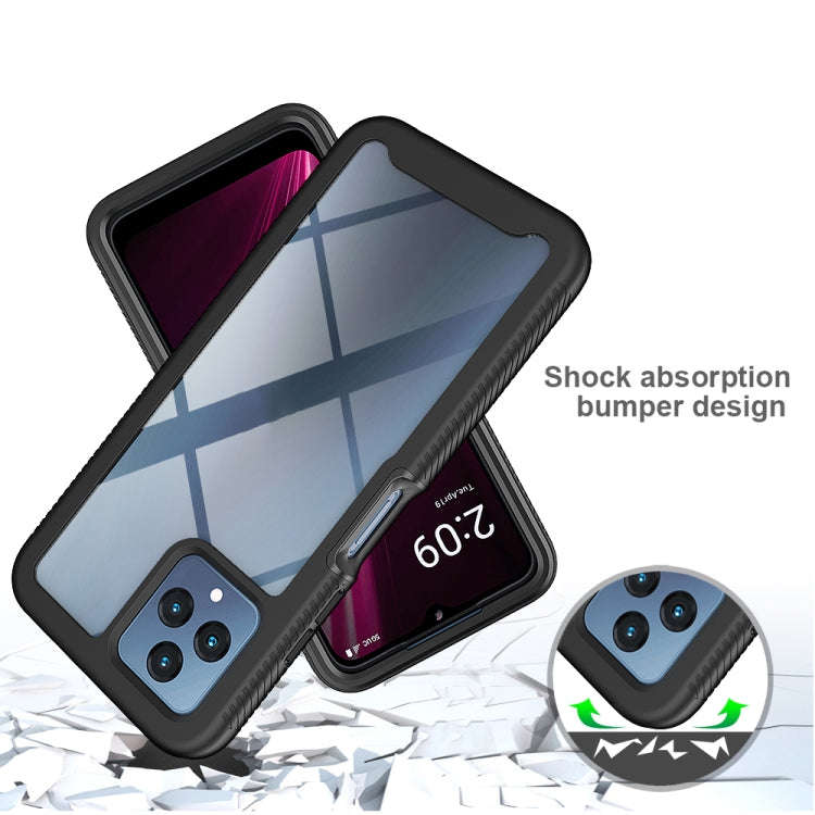For T-Moblie Revvl 6 5G Starry Sky Solid Color Shockproof TPU Clear PC Phone Case(Black)