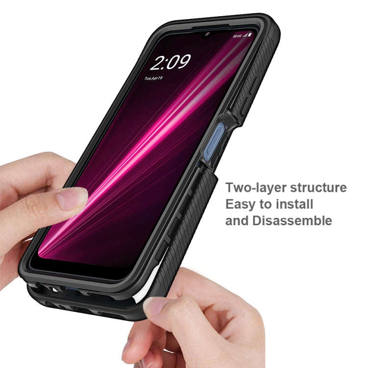 For T-Moblie Revvl 6 5G Starry Sky Solid Color Shockproof TPU Clear PC Phone Case(Black)