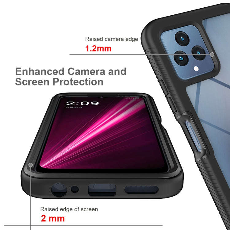 For T-Moblie Revvl 6 5G Starry Sky Solid Color Shockproof TPU Clear PC Phone Case(Black)