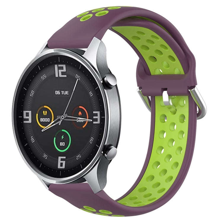 For Xiaomi Watch Color 22mm Clasp Two Color Sport Watch Band(Purple + Green)