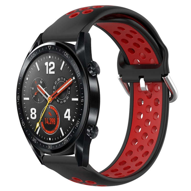 For Huawei Watch GT 46mm / 42mm 22mm Clasp Two Color Sport Watch Band(Red + Black)