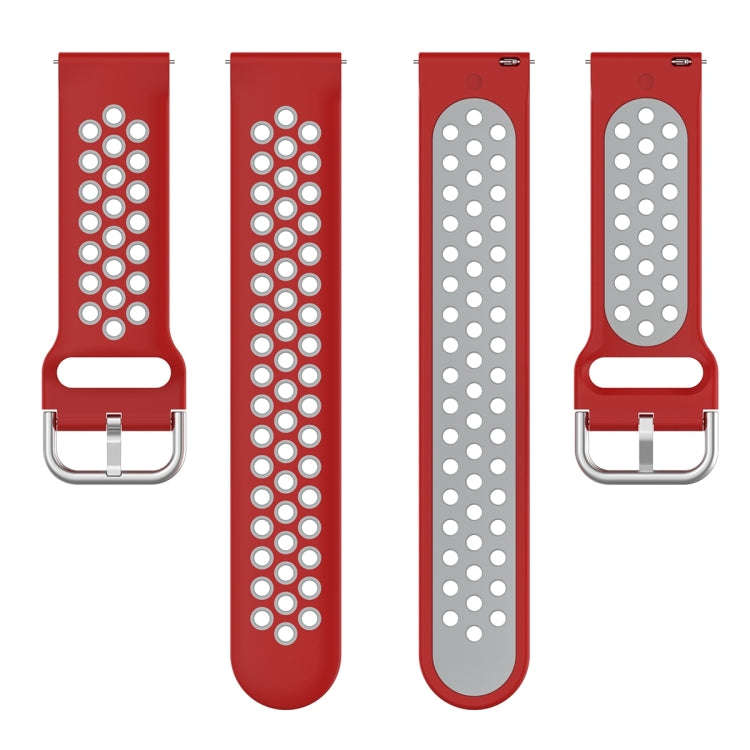 For Huawei Watch GT 46mm / 42mm 22mm Clasp Two Color Sport Watch Band(Red + Grey)